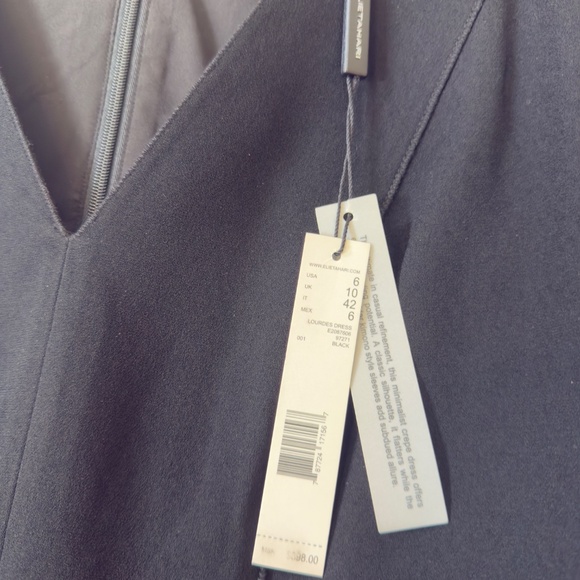 ELIE TAHARI 'Lourdes'~Black Crepe V-Neck Cold Shoulder Party Dress size 6 NEW - Picture 10 of 13